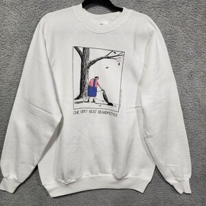 The Far Side‎ XL Sweatshirt Very Clean Grandma Crewneck White Hanes Humor Joke